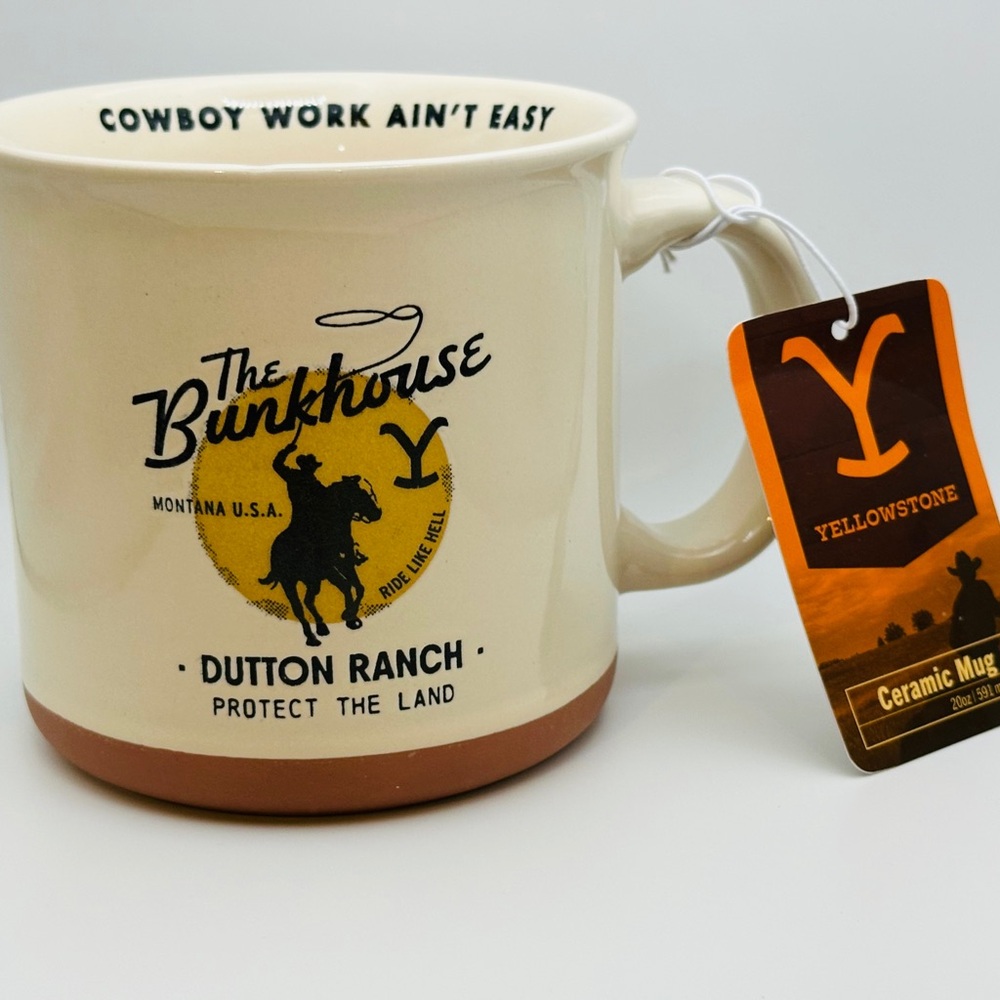 Dutton Ranch The Bunkhouse Ceramic Mug - Cream and Brown